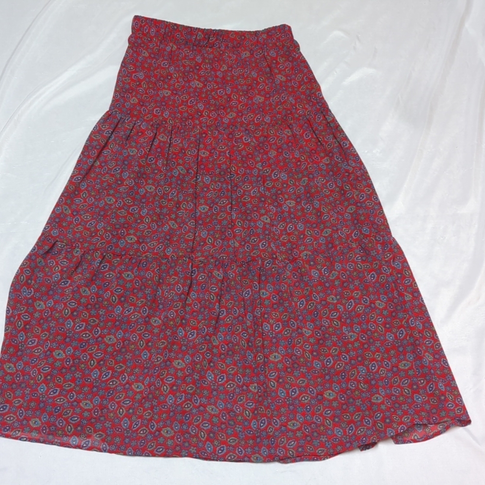 Maurices Boho Paisley Floral Hippie Pull On Maxi Skirt